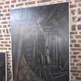 Pair of oil on canvas paintings of a boat interior from the 50s/70s