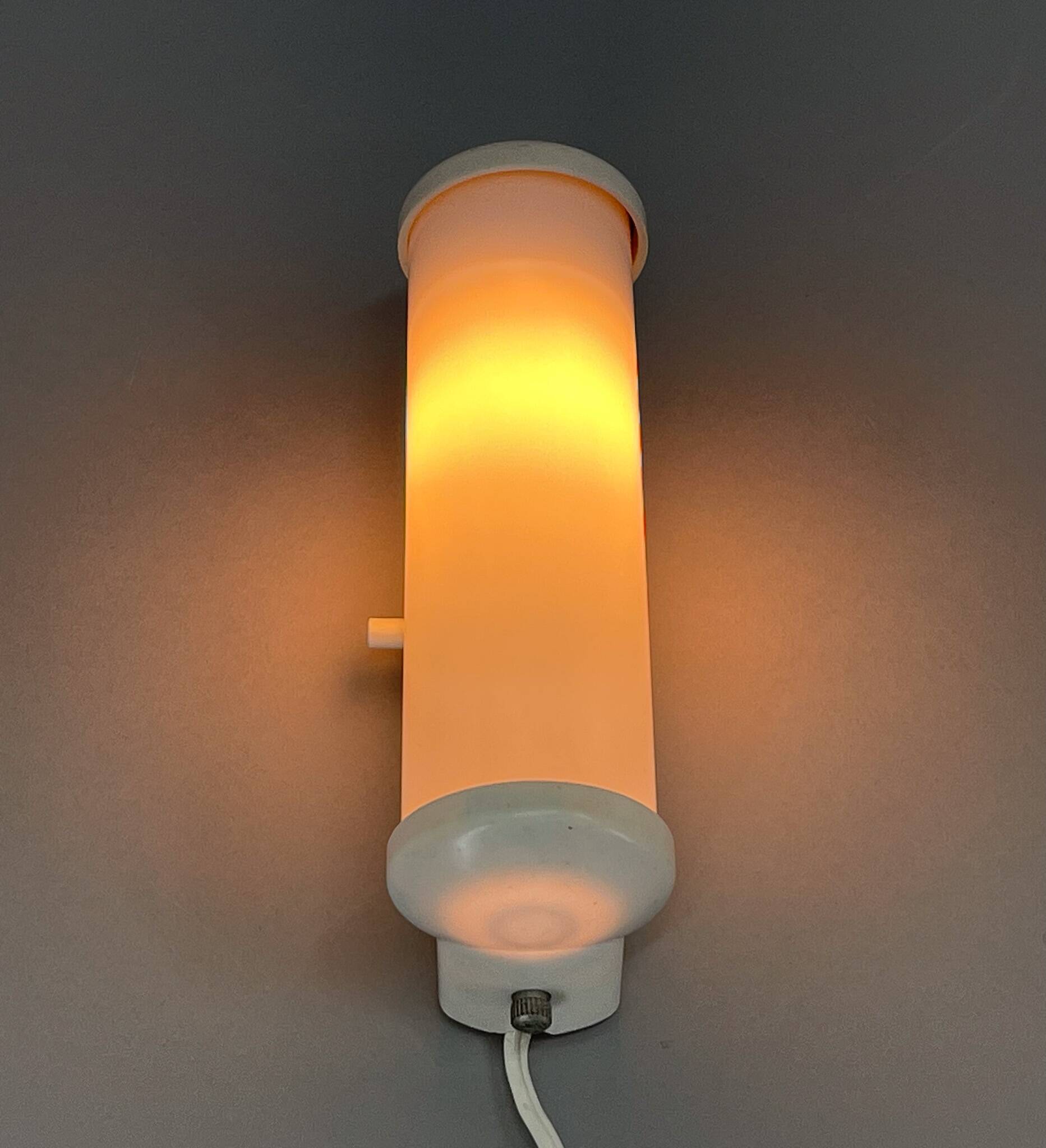 Bakelite and Milk Glass Wall Lamp, Czechoslovakia, 1950's