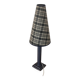 Vintage table lamp in bluish grey ceramic – Conical lampshade in Scottish tartan – 1970s/80s