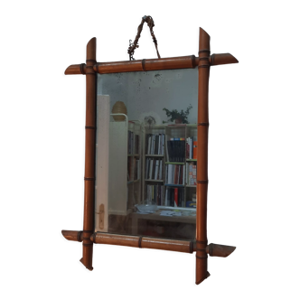 Miroir ancien bambou circa 1950 47x63cm