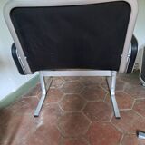 Paire de fauteuils cuir et aluminium