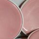 Six old pink earthenware dessert plates