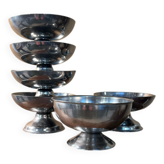 Set of 6 vintage stainless steel bowls
