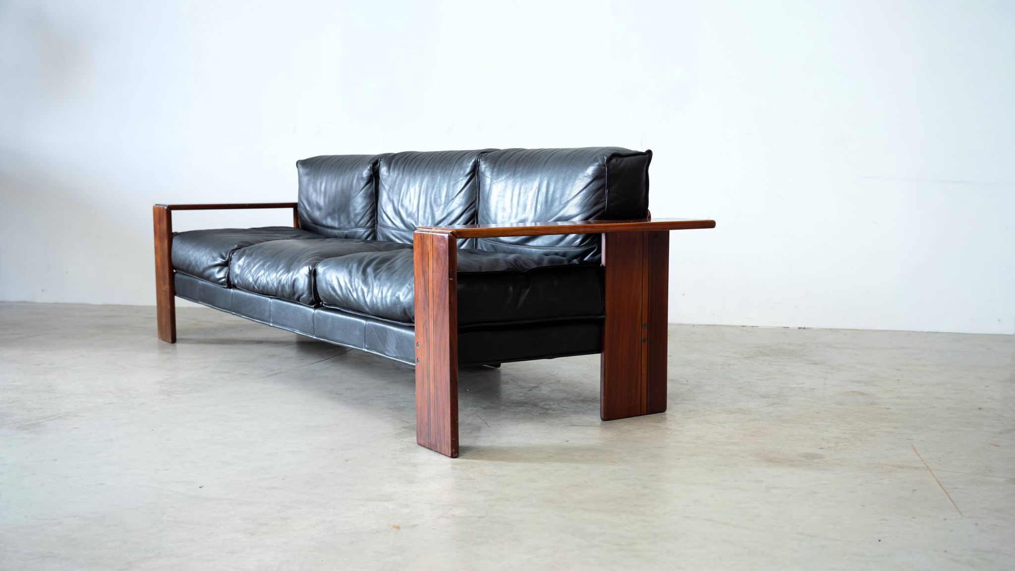 Rare rosewood 3-seater sofa by Afra e Tobia Scarpa for Maxalto
