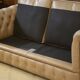 Beige leather Chesterfield sofa handmade in England.