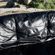 De Pas, D'Urbino and Lomazzi sofa, France, 1980s, black leather, Cinna
