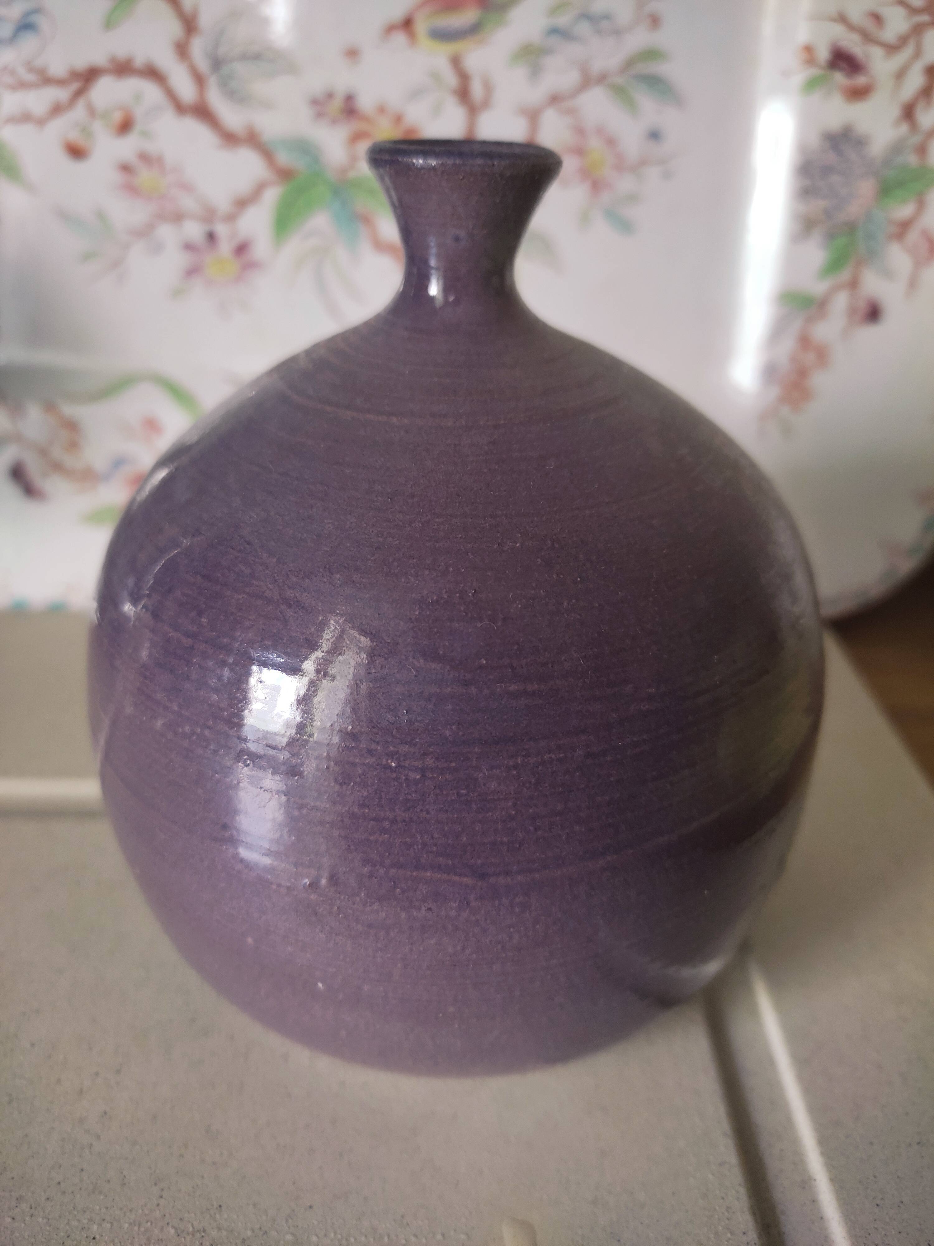Enamelled stoneware ball vase