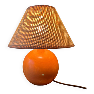 Wooden ball table lamp with lampshade