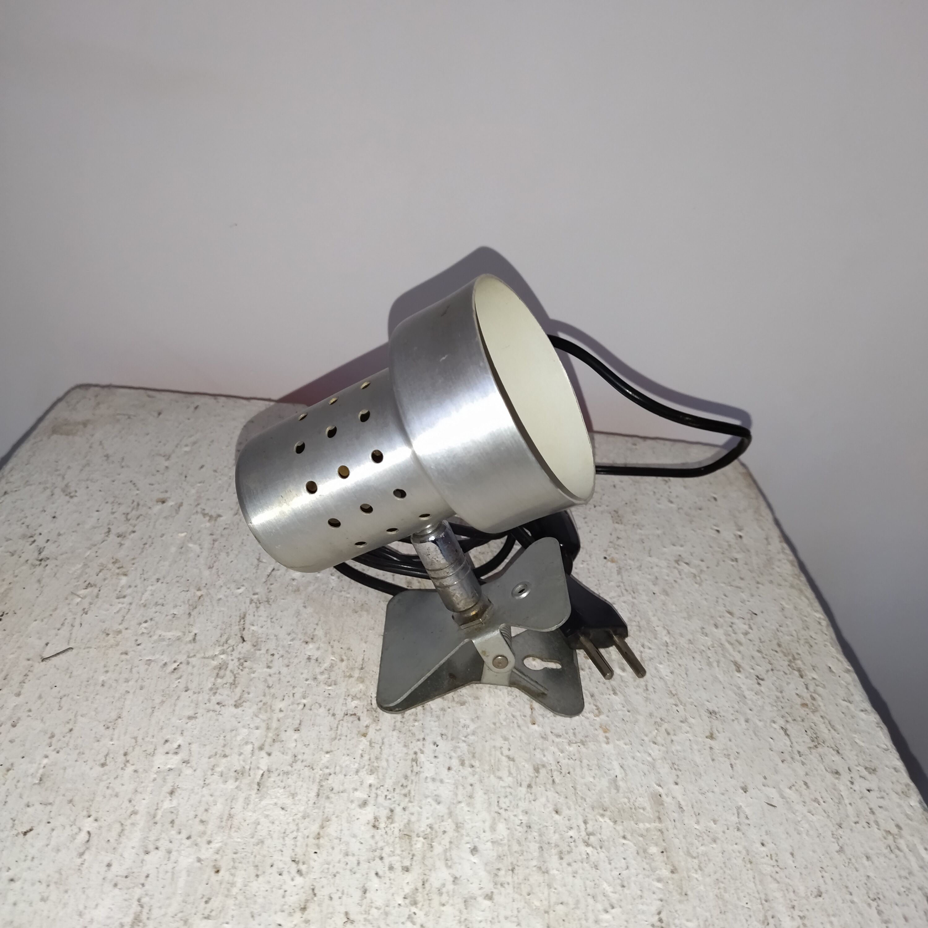 Spot lamp with brushed metal clamp 70's