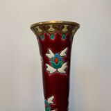 Vase soliflore émaux Longwy ancien