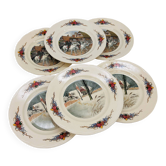 6 flat plates "Obernai" from the Sarreguemines pottery.