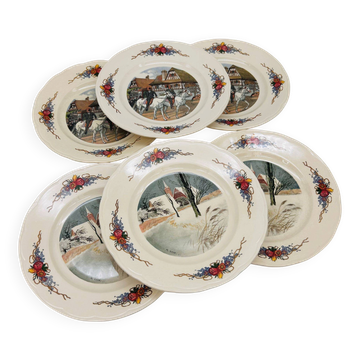 6 assiettes plates “Obernai” de la faïencerie de Sarreguemines
