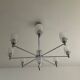 Vintage Italian chandelier from the 60s in chromed metal and glass