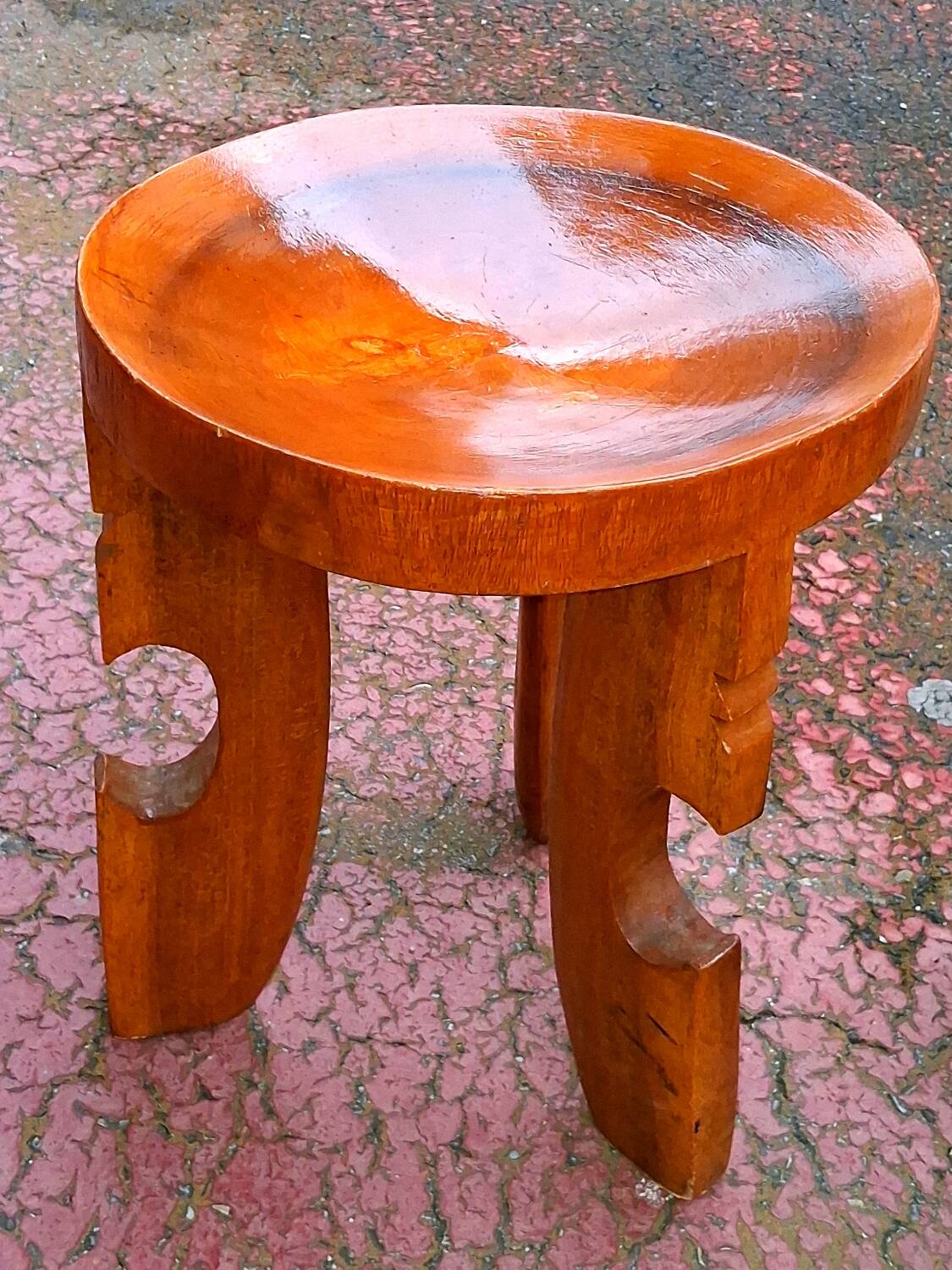 Pair of solid wood stools in African style