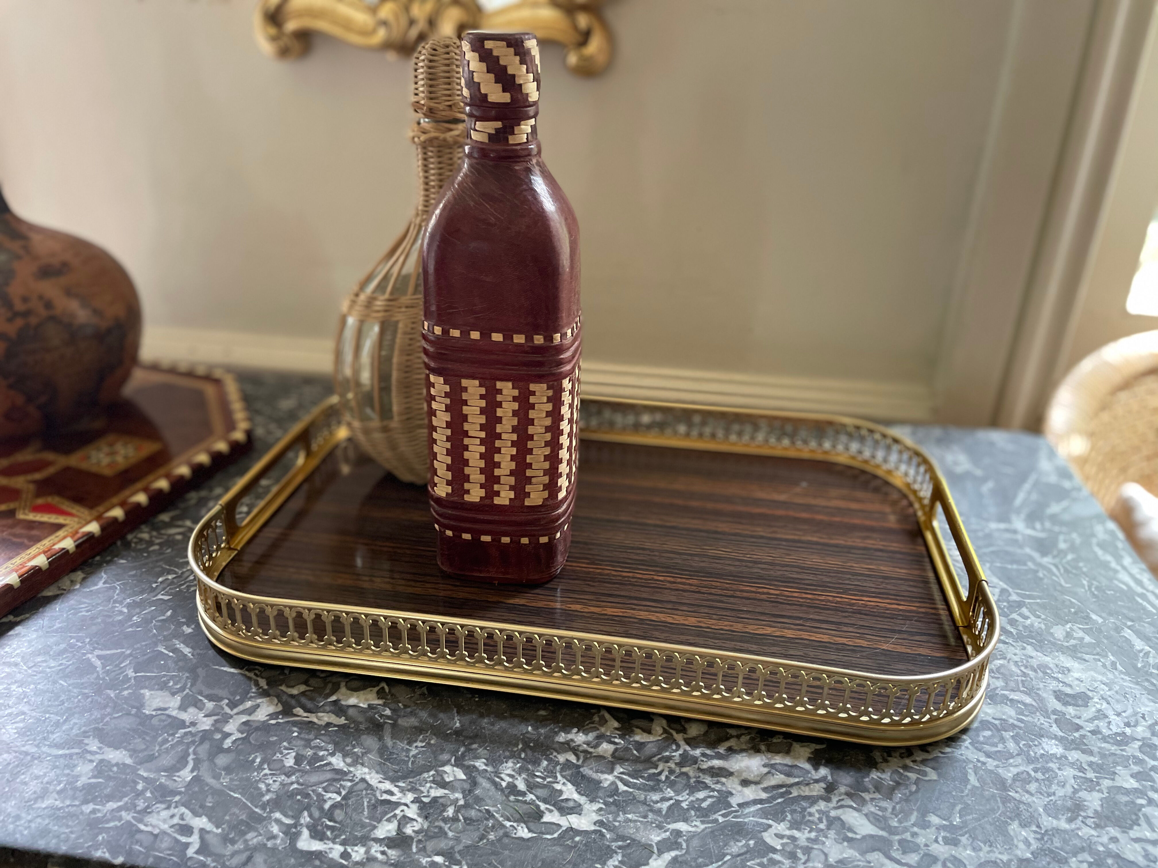 Vintage brass and formica tray 1950s