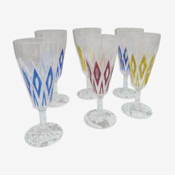 Superb crystal flutes Harlequin Vintage Reims