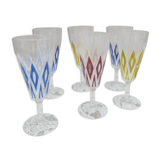 Superb crystal flutes Harlequin Vintage Reims