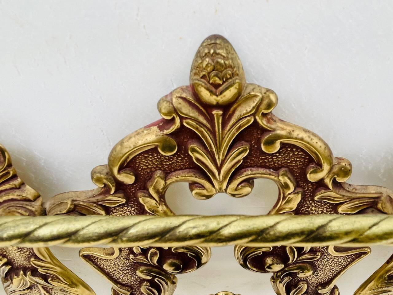 Bronze Coat Rack and Wall Shelf, Vintage, Louis XV Style