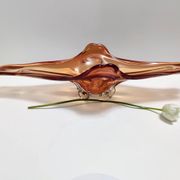 Vintage rusty orange sommerso murano glass bowl / centerpiece, italy