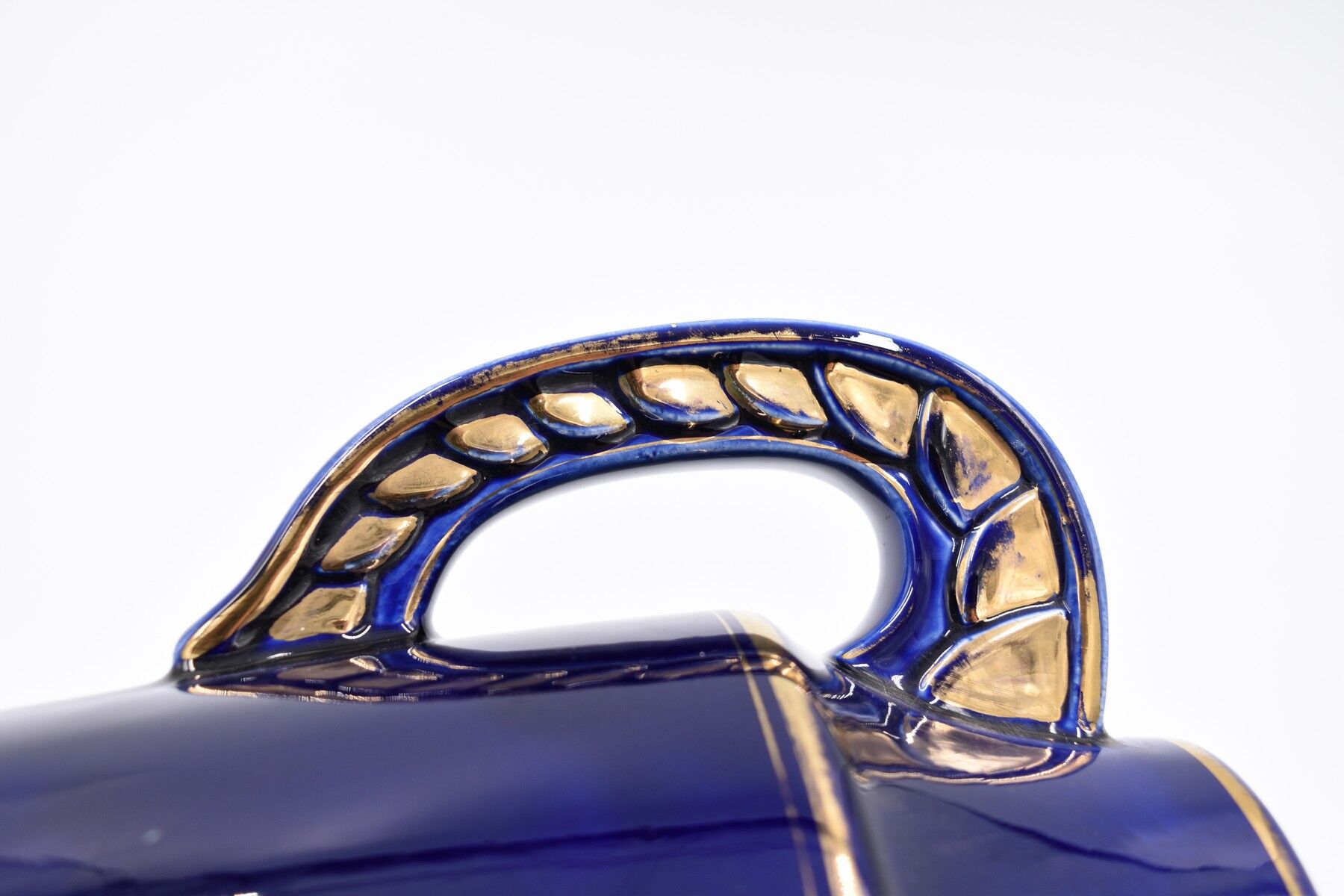 Large ceramic art deco vase by Odyv blue sèvres