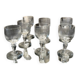 Set of 7 liqueur or drop glasses in chiseled glass table art