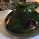 Vase / pot à bulbes en terre cuite émaillée verte