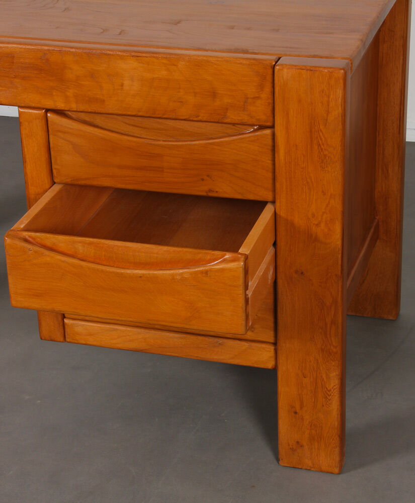 Solid elm desk published by Maison Regain, 1980