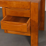 Solid elm desk published by Maison Regain, 1980