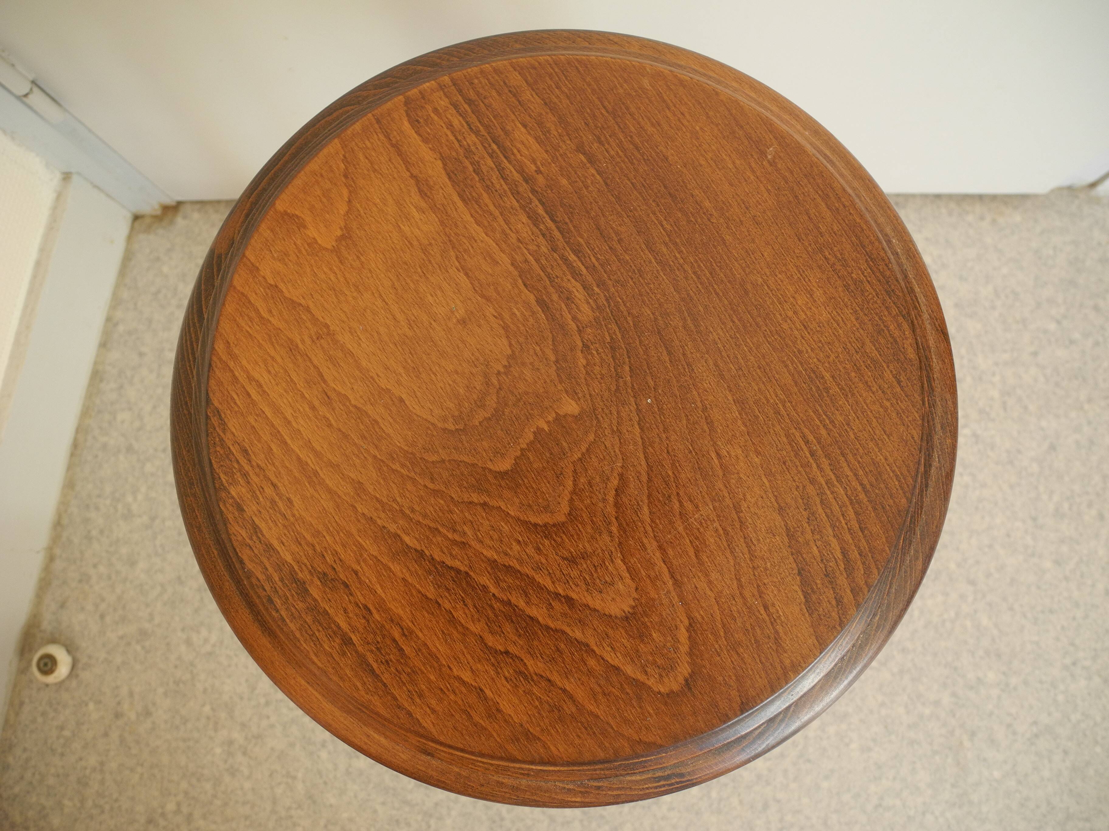 vintage wooden turned stool brutalist decor