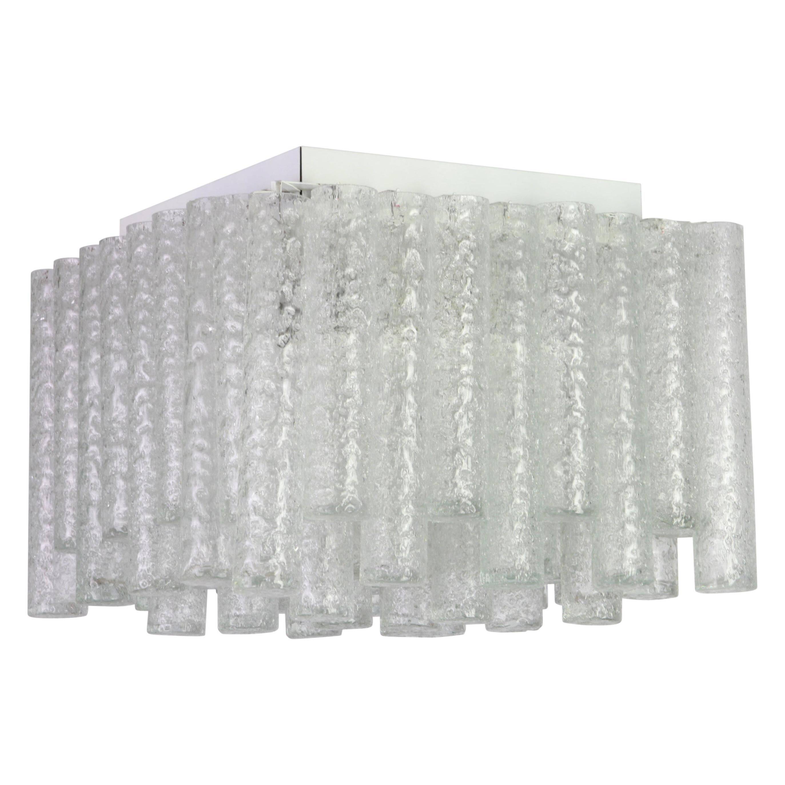 1 of 6 stunning Murano glass ice tubes ceiling lights by Doria, Germany, 1960s.