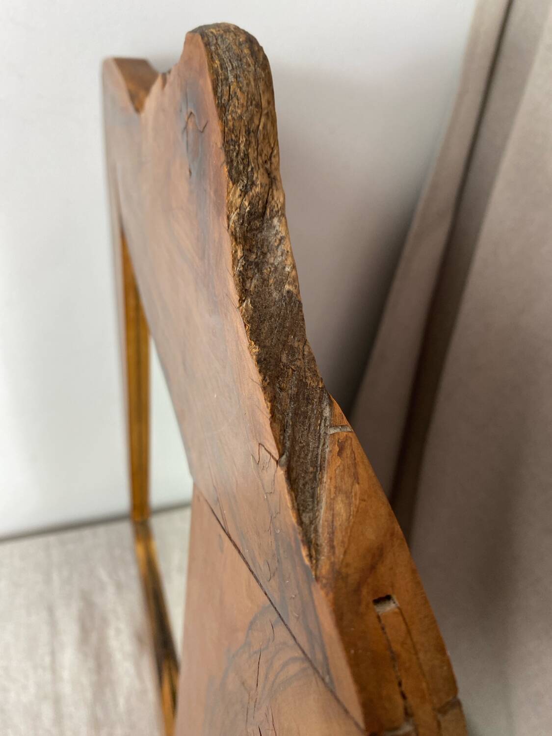 Vintage olive wood mirror in free form