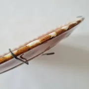 Vintage Ceramic Plate - Flower Decor - Amber Glaze