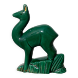 Art Deco figurine of a green ceramic doe