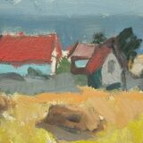 Gunnar Ekdahl, Paysage moderne suédois, Huile sur panneau, années 1960, Encadré
