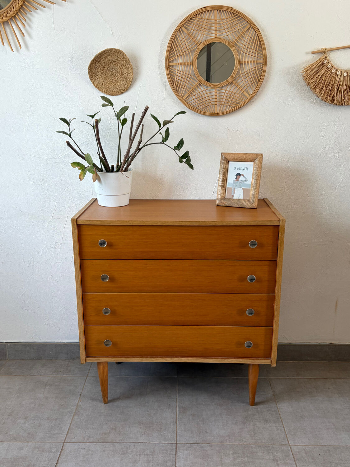 Vintage oak commode from the 1960s.