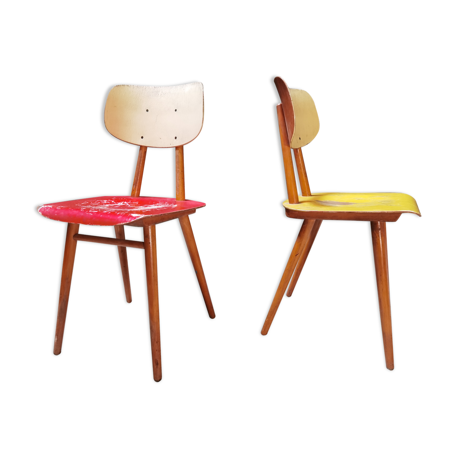 Paire de chaises bois éditées par Ton 1960
