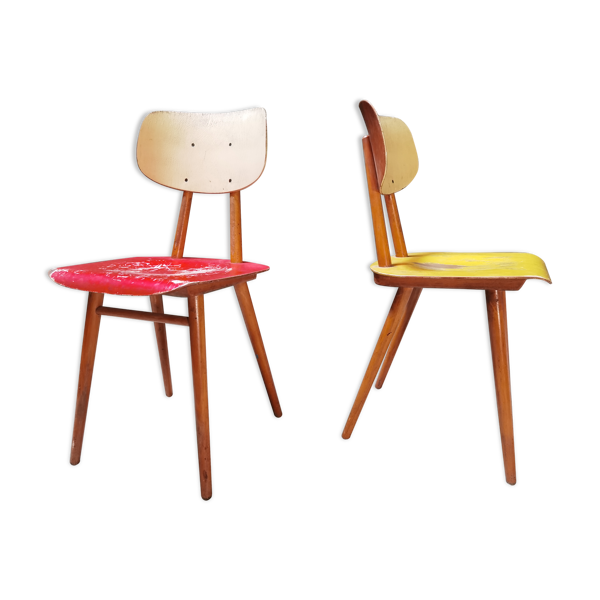 Paire de chaises bois éditées par Ton 1960 — Beyit