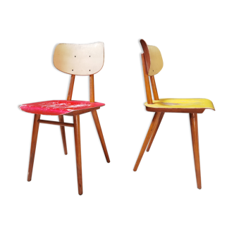 Pair of wooden chairs published by Ton 1960