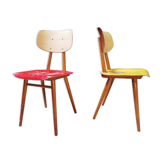 Paire de chaises bois éditées par Ton 1960