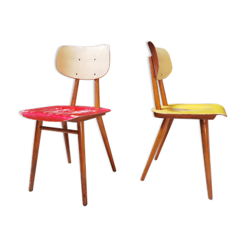 Paire de chaises bois éditées par Ton 1960
