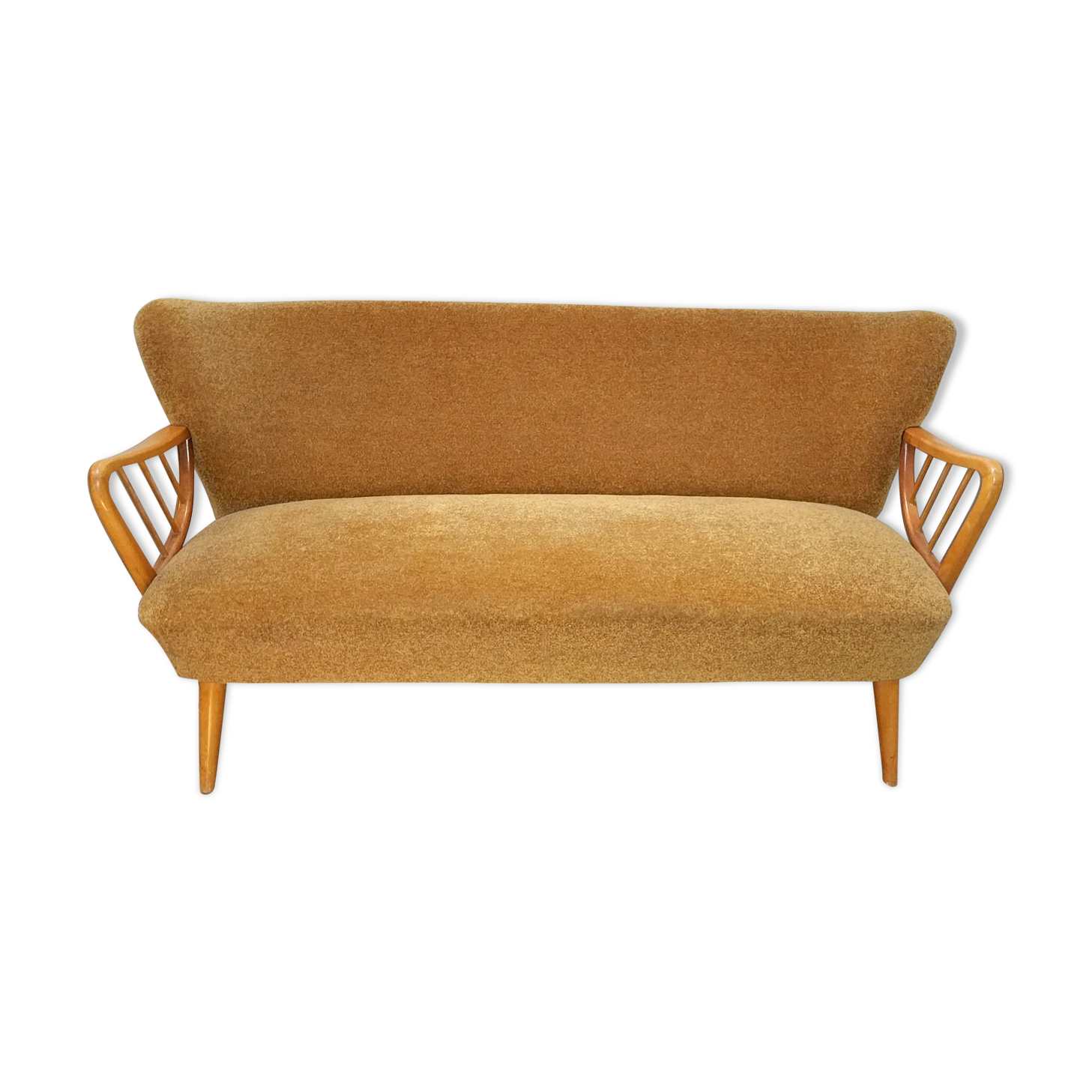 Sofa sofa Danish Scandinavian organic vintage 50/60s golden yellow