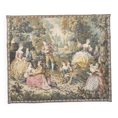 Tapisserie vintage française de style Aubusson en jacquard