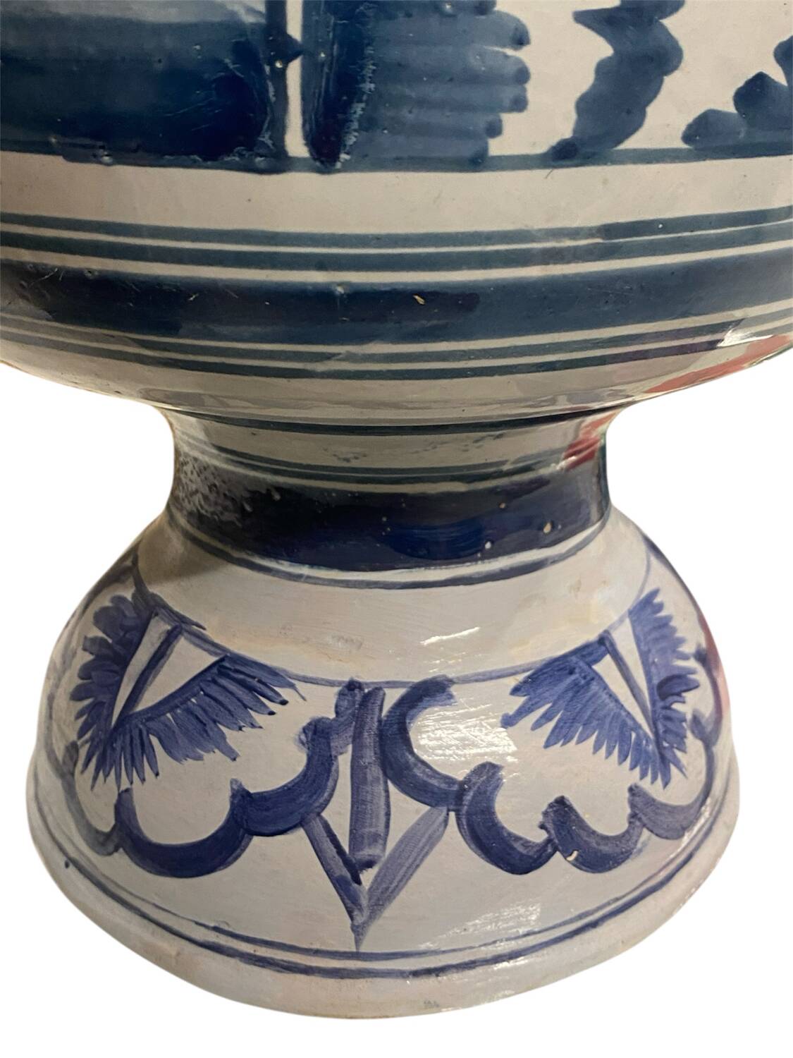 Cache-pot, antique blue earthenware vase
