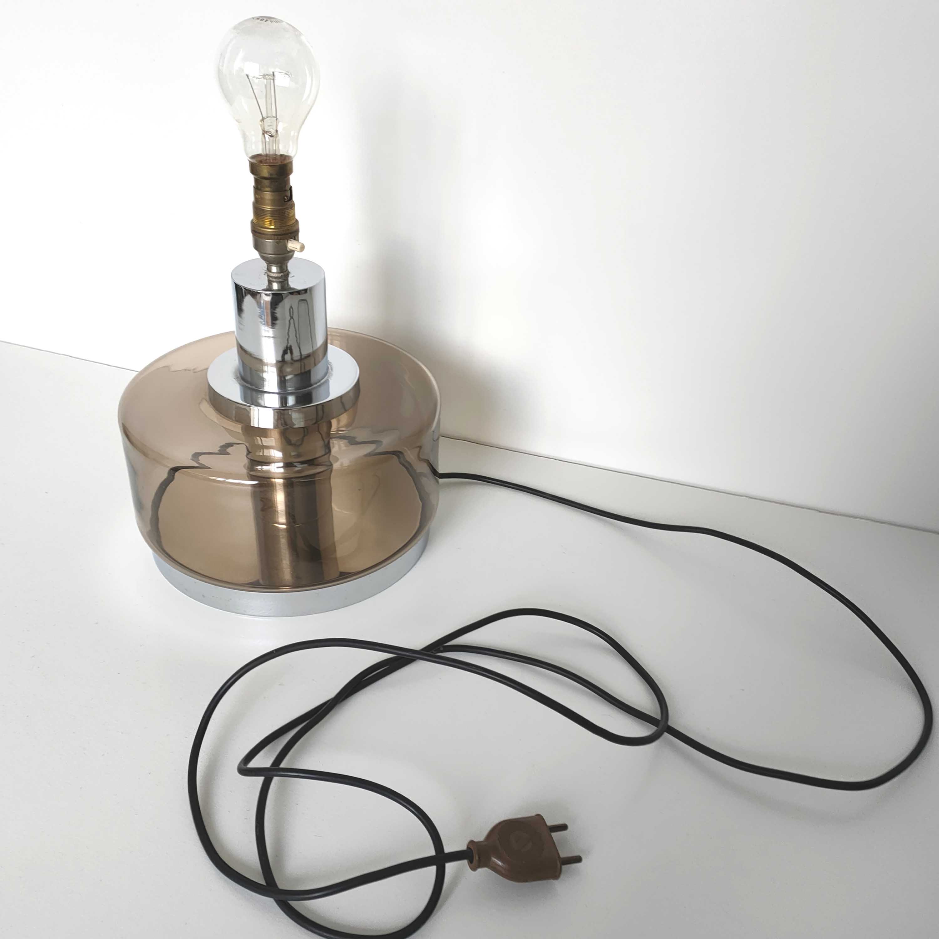 Lamp foot 70s smoked glass