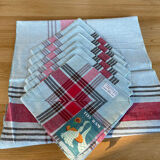 Nappe 140x140 et 6 serviettes à carreaux