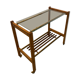 Danish trolley on wheels, teak, brass and glass