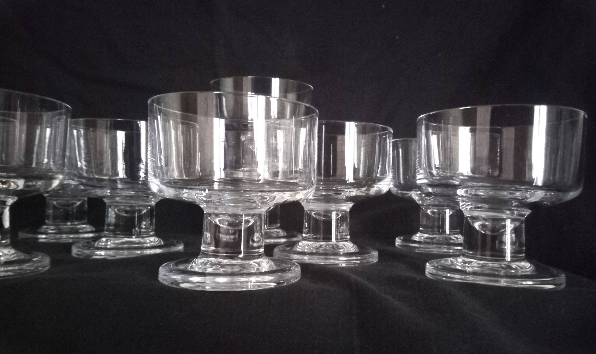 Set of 10 Art Deco crystal footed bowls.