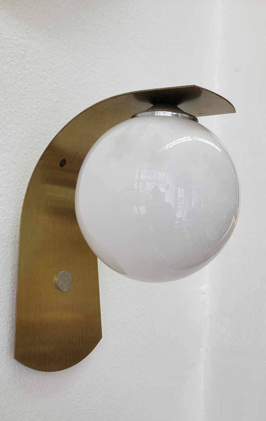 Vintage opaline and brass wall lights