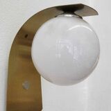 Vintage opaline and brass wall lights