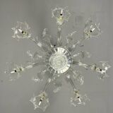 Lustre vénitien en verre de Murano incolore, 7 bras de lumière vers 1930